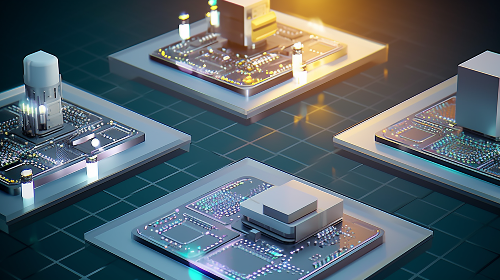 半导体芯片生产制造工厂的插画设计元素